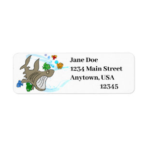 Cartoon Basking Shark Return Address Label