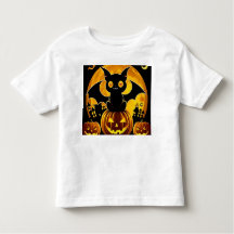 Cartoon Bat and Pumpkins Under Full Moon