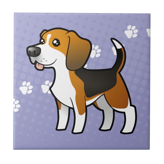 Cartoon Beagle Ceramic Tile (Front)