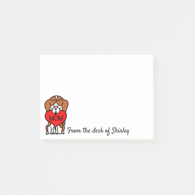 Cartoon Beagle Heart Mum Post-it Notes (Front)