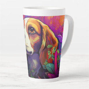 Cartoon Beagle in a Garden Latte Mug