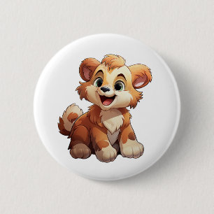 Cartoon bear illustration 6 cm round badge