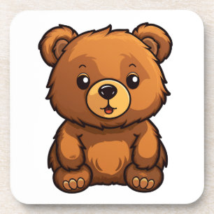 Cartoon bear illustration coaster