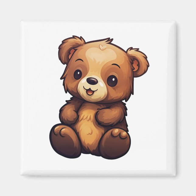 Cartoon bear illustration magnet (Front)