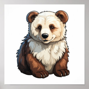 Cartoon bear illustration poster