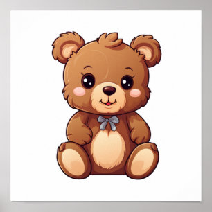 Cartoon bear illustration poster