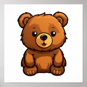 Cartoon bear illustration poster