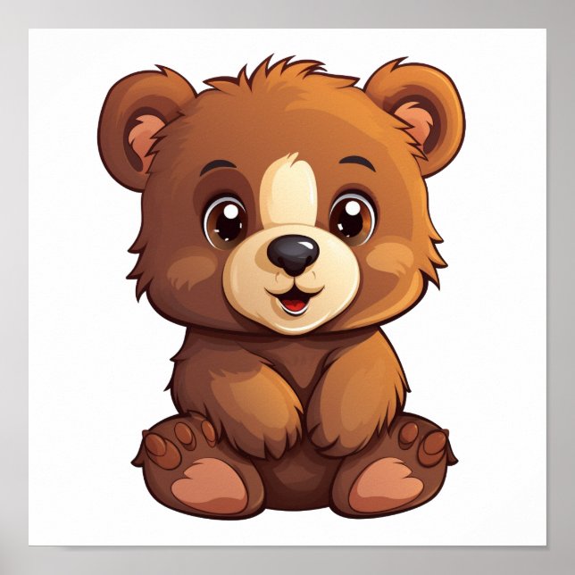 Cartoon bear illustration poster (Front)