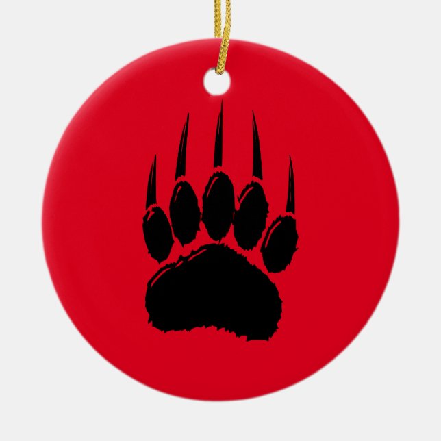 Cartoon Bear Paw Prints Ceramic Ornament (Front)