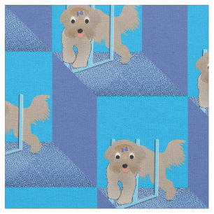 Cartoon Bearded Collie v2 Weaves Fabric
