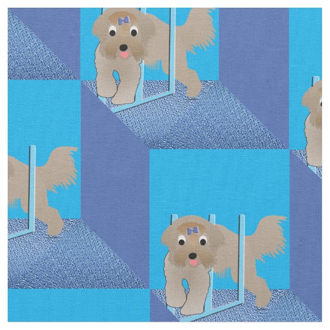 Cartoon Bearded Collie v2 Weaves Fabric (Close Up)