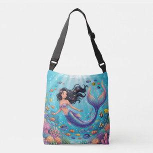 Cartoon Beautiful Mermaid under the Sea Crossbody Bag