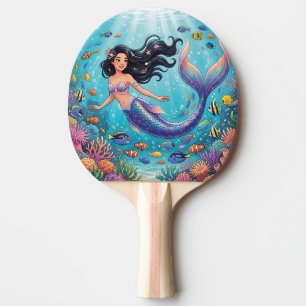 Cartoon Beautiful Mermaid under the Sea Ping Pong Paddle