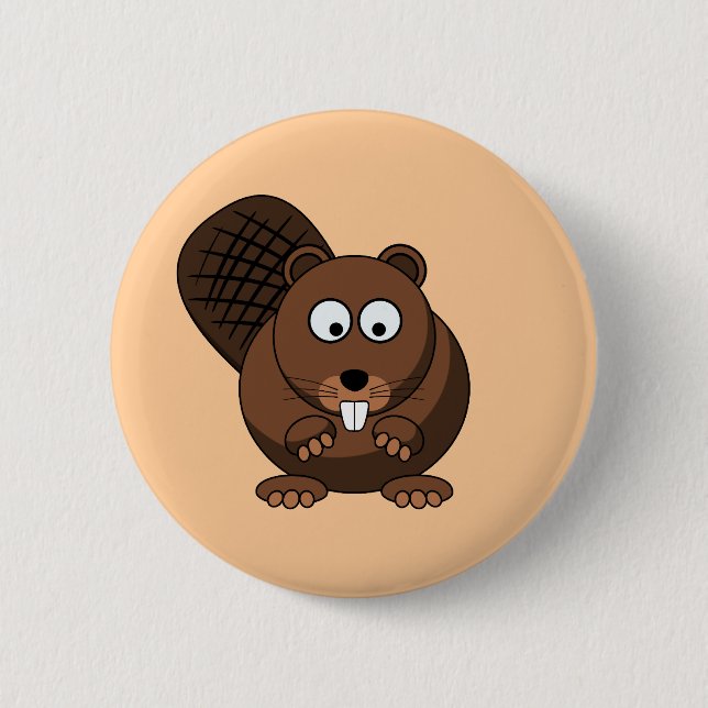 Cartoon Beaver Button (Front)
