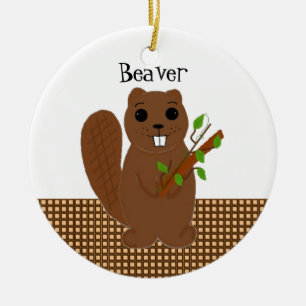 Cartoon Beaver Ceramic Ornament