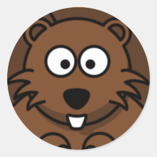 Cartoon Beaver Face Classic Round Sticker