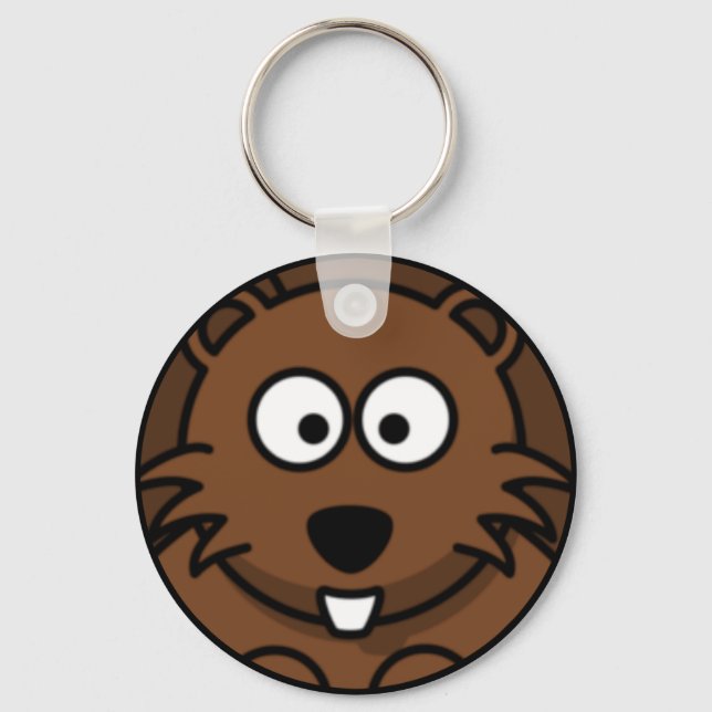 Cartoon Beaver Face Key Ring (Front)