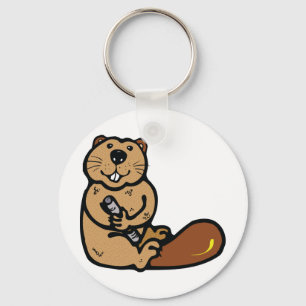 Cartoon Beaver for International Beaver Day Key Ring