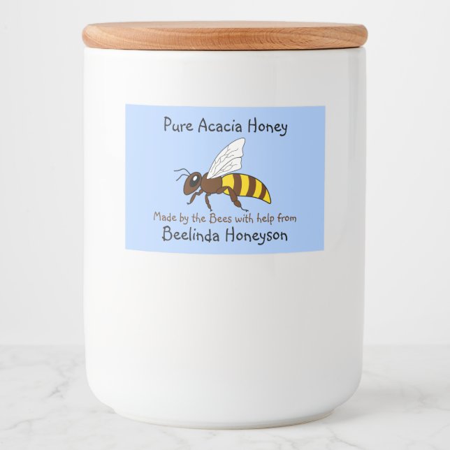Cartoon Bee Acacia Honey Jar Labels (Front)