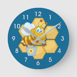 Cartoon Bee and Honey Comb Clock