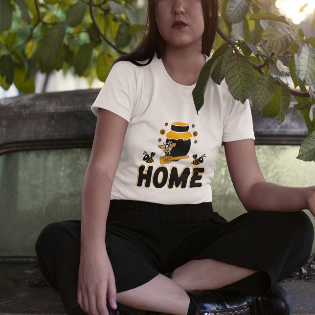 Cartoon Bee and Honey Jar "HOME" T-Shirt (Cartoon Bee and Honey Jar "HOME" )