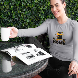 Cartoon Bee and Honey Jar "HOME" T-Shirt