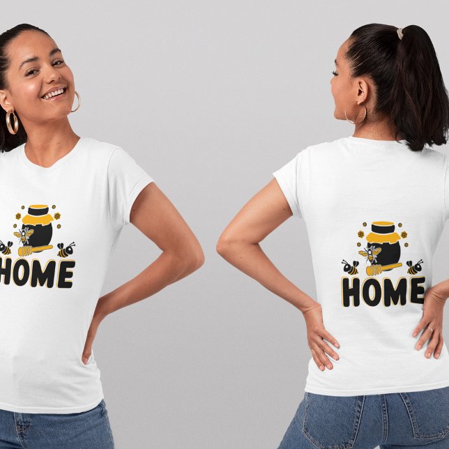 Cartoon Bee and Honey Jar "HOME" T-Shirt (Creator Uploaded)