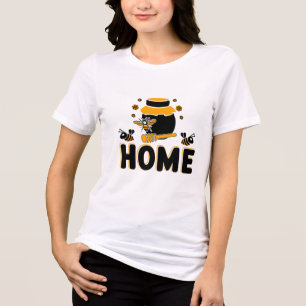 Cartoon Bee and Honey Jar "HOME" T-Shirt Tri-Blend Shirt