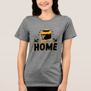 Cartoon Bee and Honey Jar "HOME" T-Shirt Tri-Blend Shirt