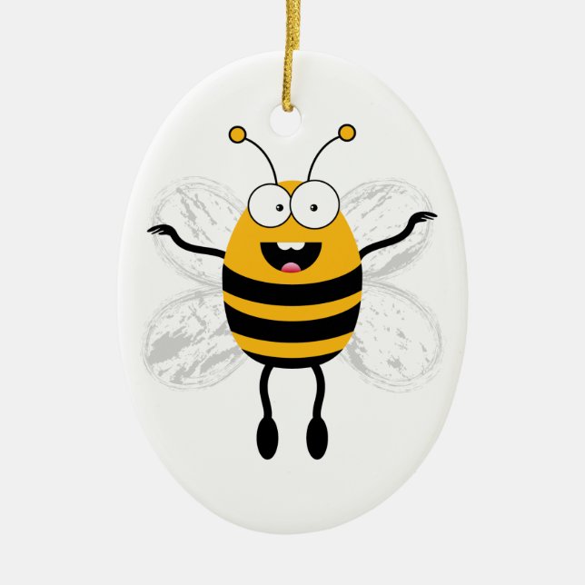 Cartoon Bee Ceramic Ornament (Front)