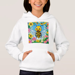 Cartoon Bee Colourful Flowers