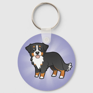 Cartoon Bernese Mountain Dog Key Ring