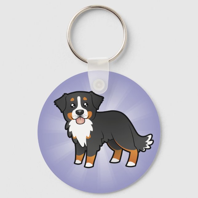 Cartoon Bernese Mountain Dog Key Ring (Front)