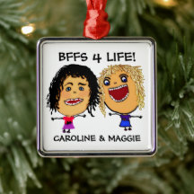 Cartoon Best Friend BFFs Blonde and Brunette