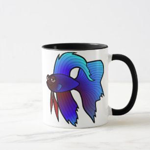Cartoon Betta Fish / Siamese Fighting Fish Mug