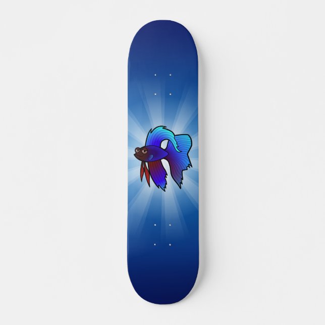 Cartoon Betta Fish / Siamese Fighting Fish Skateboard (Front)