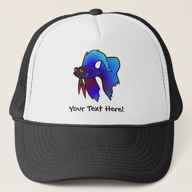 Cartoon Betta Fish / Siamese Fighting Fish Trucker Hat (Front)