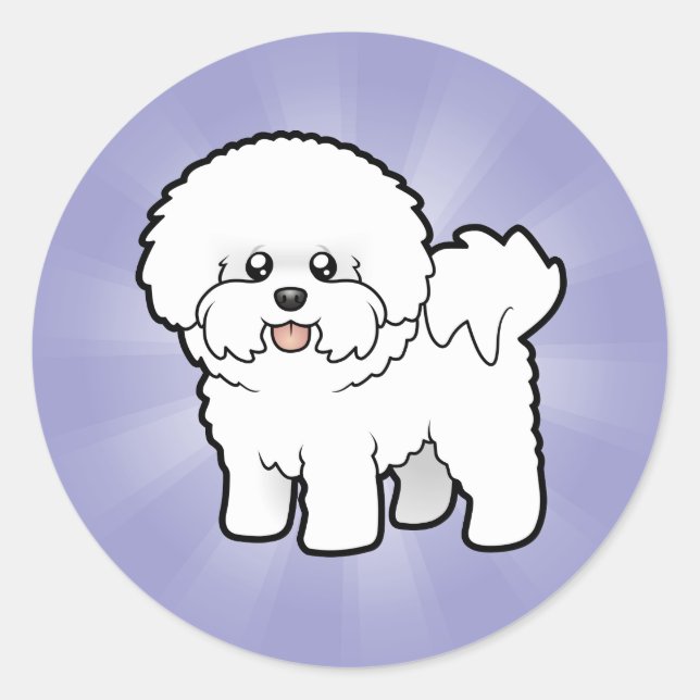 Cartoon Bichon Frise Classic Round Sticker (Front)