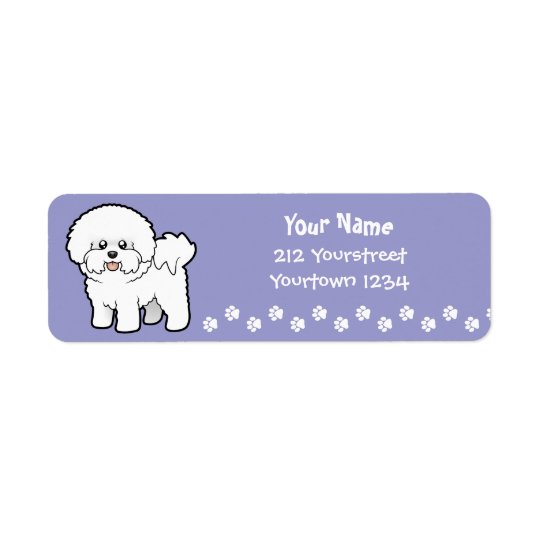 Cartoon Bichon Frise Return Address Label