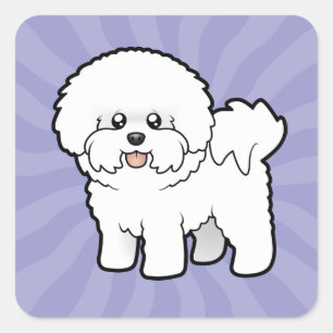 Cartoon Bichon Frise Square Sticker