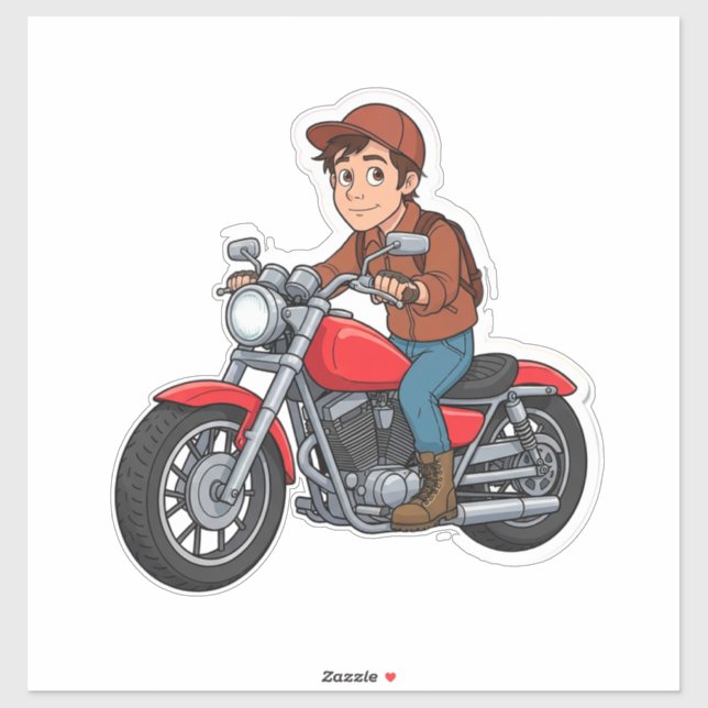 Cartoon Biker Riding a Motorcycle  (Sheet)
