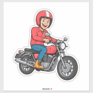 Cartoon Biker Riding a Motorcycle 