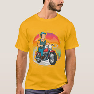 Cartoon Biker Riding a Motorcycle T-Shirt