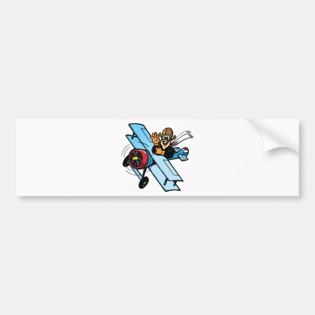 Cartoon Biplane Bumper Sticker (Front)
