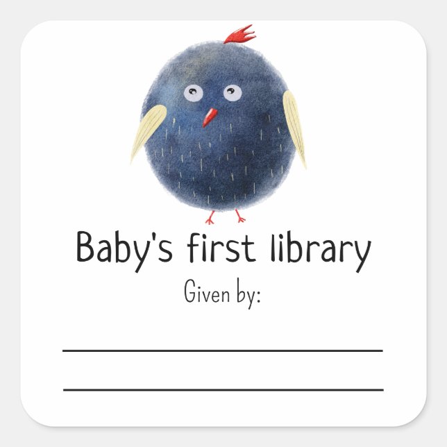 Cartoon bird - Baby's first library Square Sticker (Front)