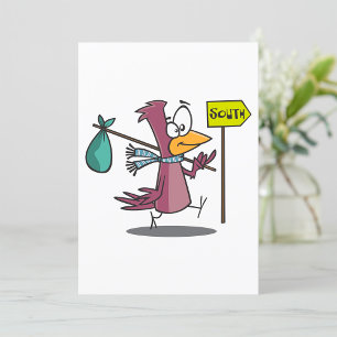 Cartoon Bird Travelling South Invitation