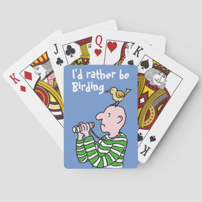 Cartoon Bird Watcher & Bird Playing Cards (Back)