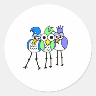 Cartoon Birds  Classic Round Sticker