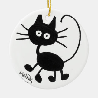 Cartoon Black Cat Ceramic Ornament