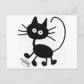 Cartoon Black Cat Postcard
